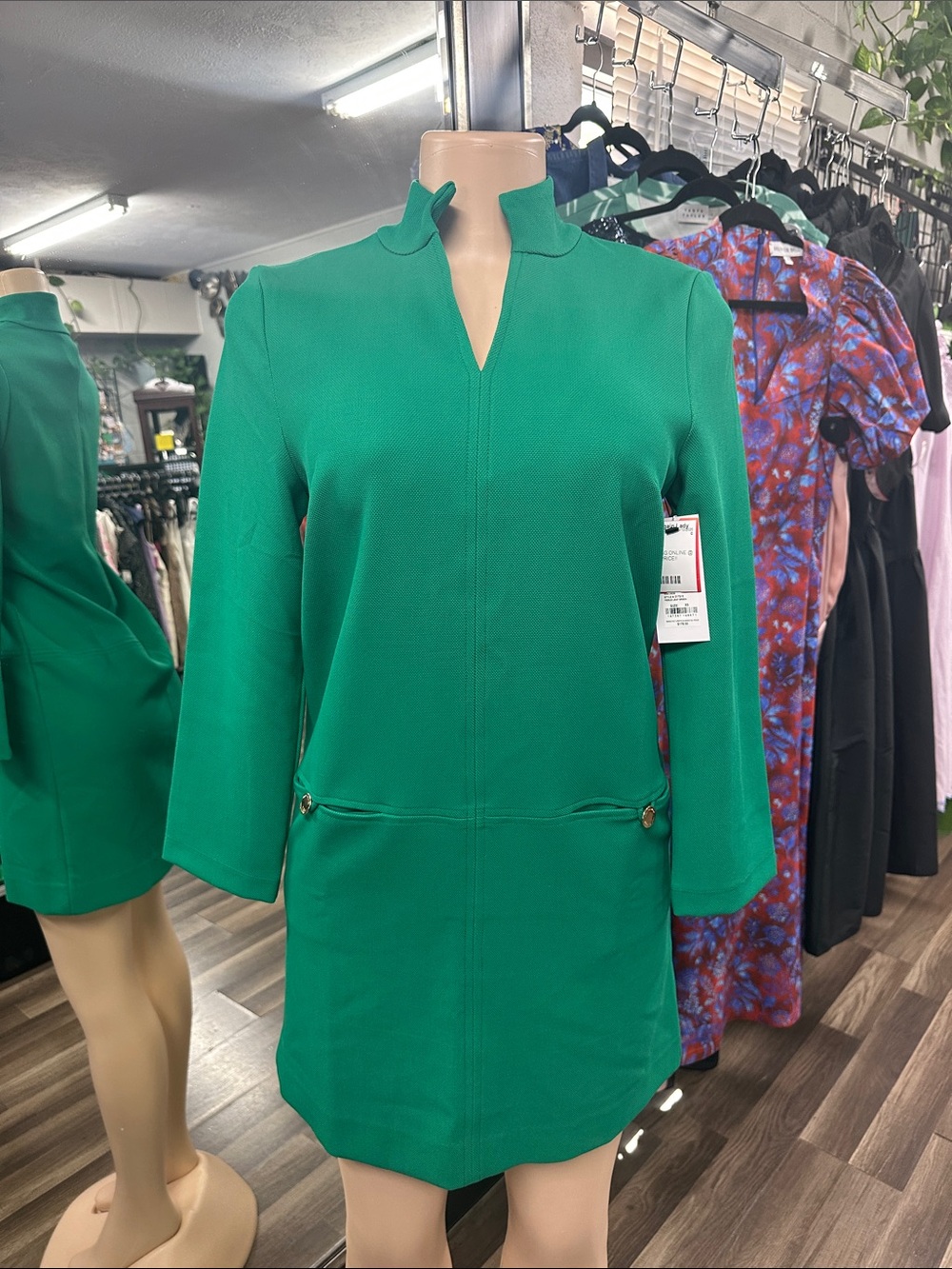 Lilly Pulitzer Emerald Green Notch-Collar Mini Dress